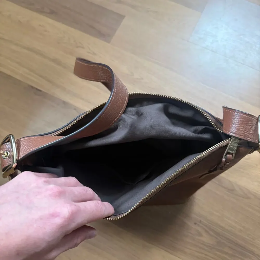 Women's Coach Brown Pebbled Leather C2818 Val Duffle Shoulder Bag Medium Purse - Picture 5 of 6